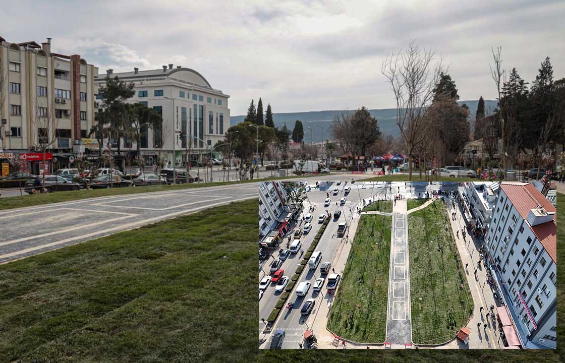 Yıkılan Orgeneral Mustafa Muğlalı İşhanı Alanında Çevre Düzenlemesi Yapıldı